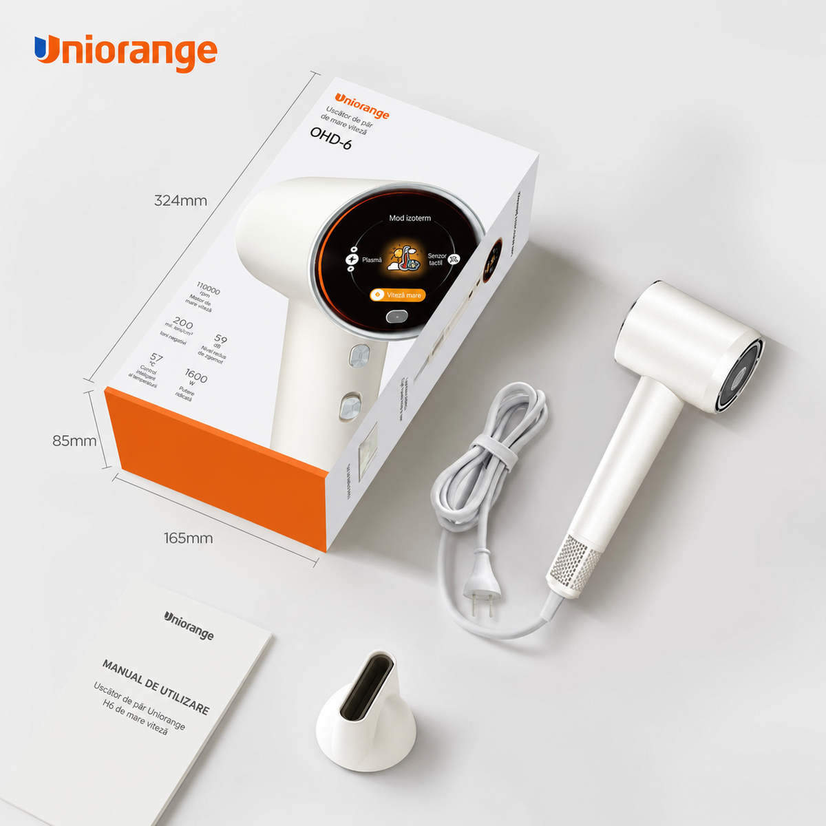 Conținutul cutiei uscătorului Uniorange H6
