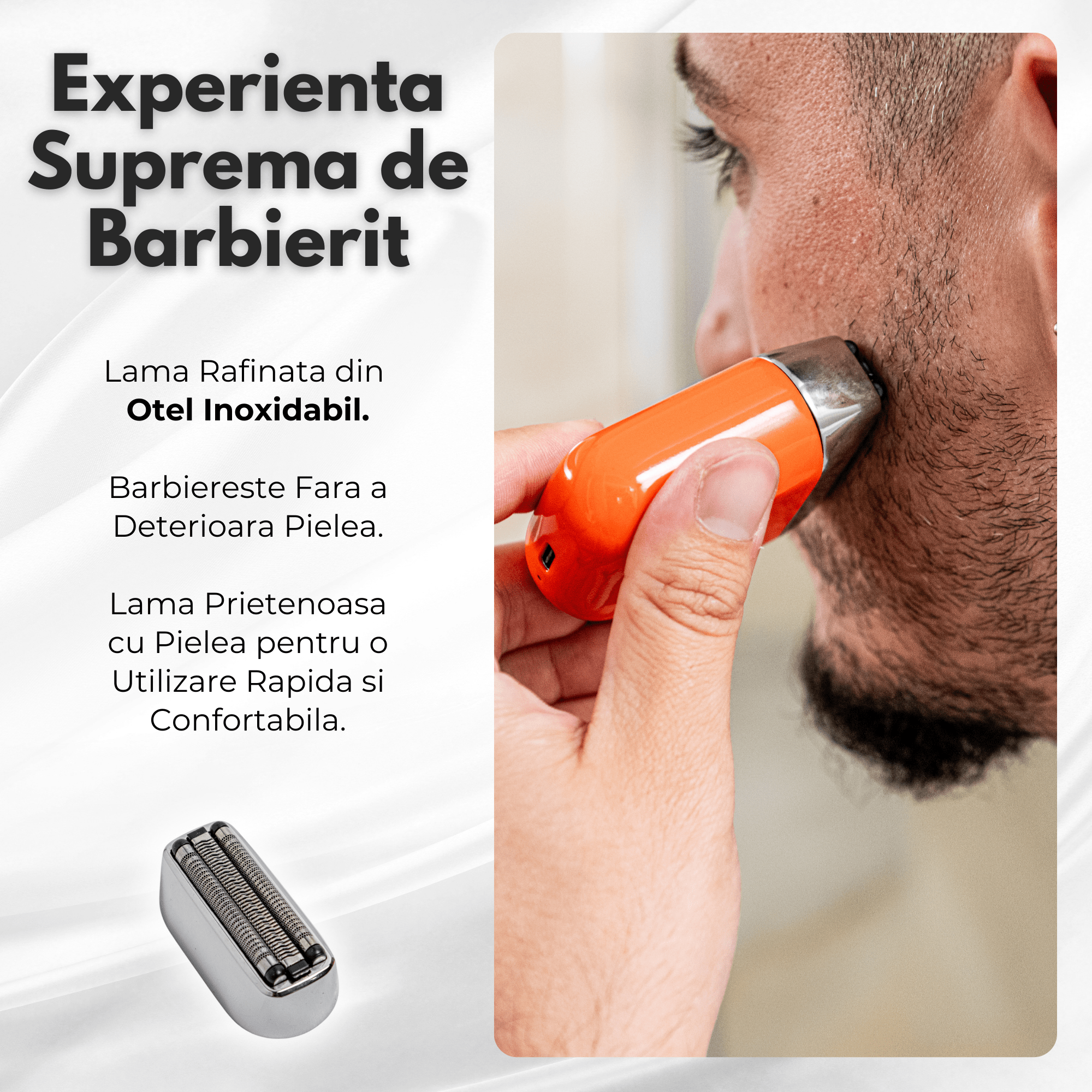 Aparat de Ras Electric Uniorange®, Profesional, acumulator 1400 mAh, Portocaliu