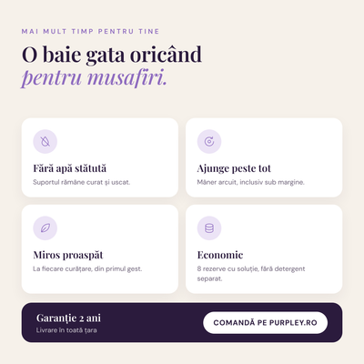 Perie WC pentru toaleta, Purpley, de unica folosinta, design premium, 8 capete de schimb, Alba