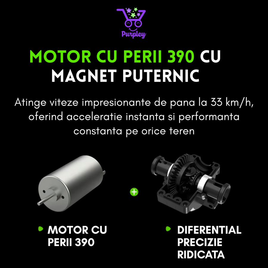 Motorul 390 și diferențialul de precizie ale mașinii RC Purpley