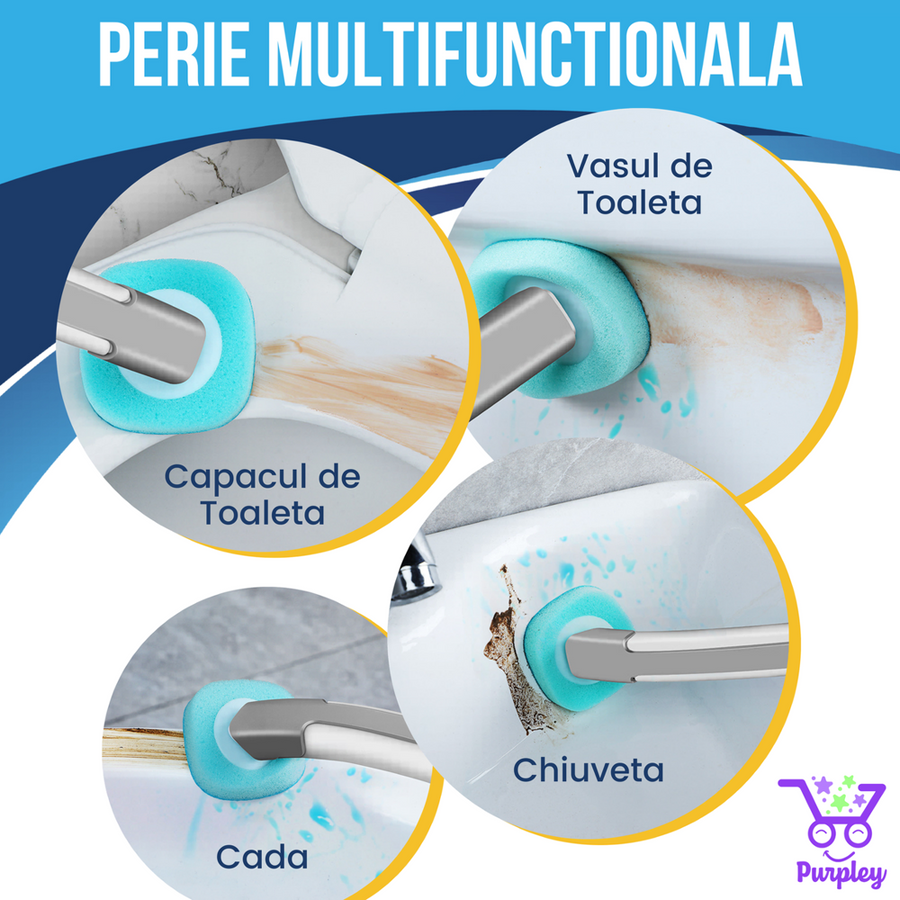 Capul compact al periei Purpley folosit pe suprafețe curbate din baie