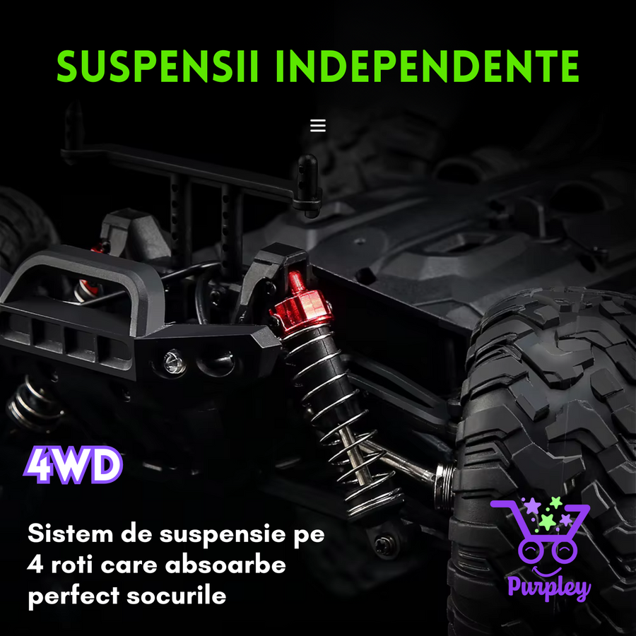 Suspensia independentă cu amortizoare metalice a mașinii RC Purpley