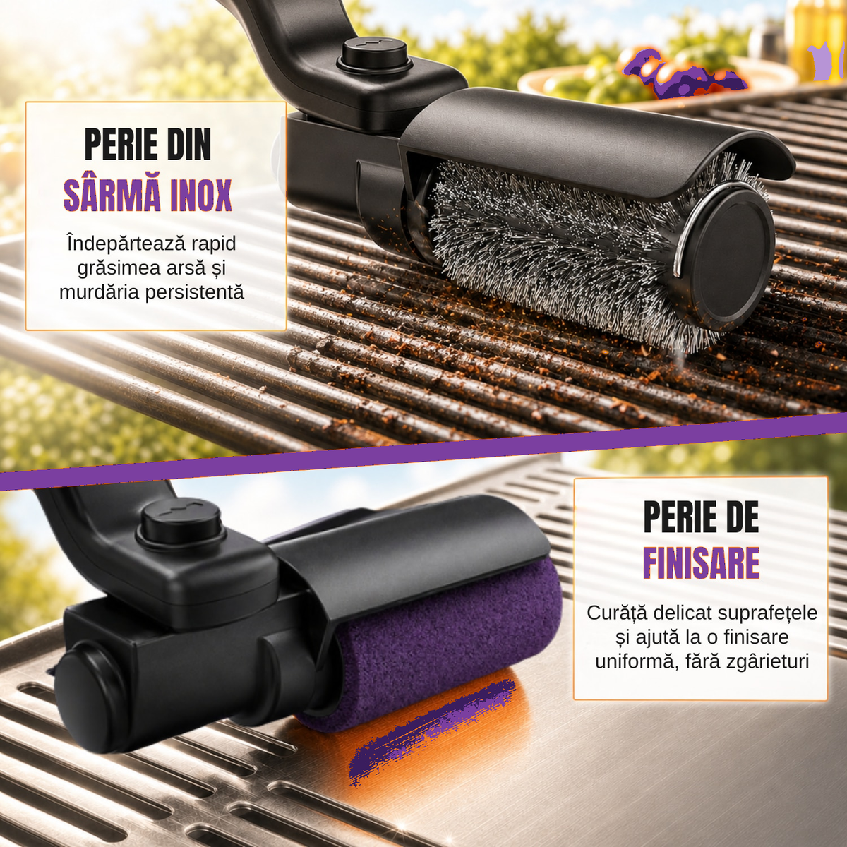 Purpley capete perie inox si finisare original recolorat