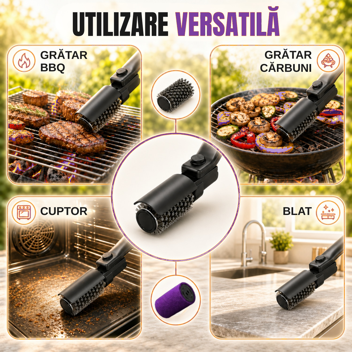 Purpley utilizare versatila perie gratar original recolorat