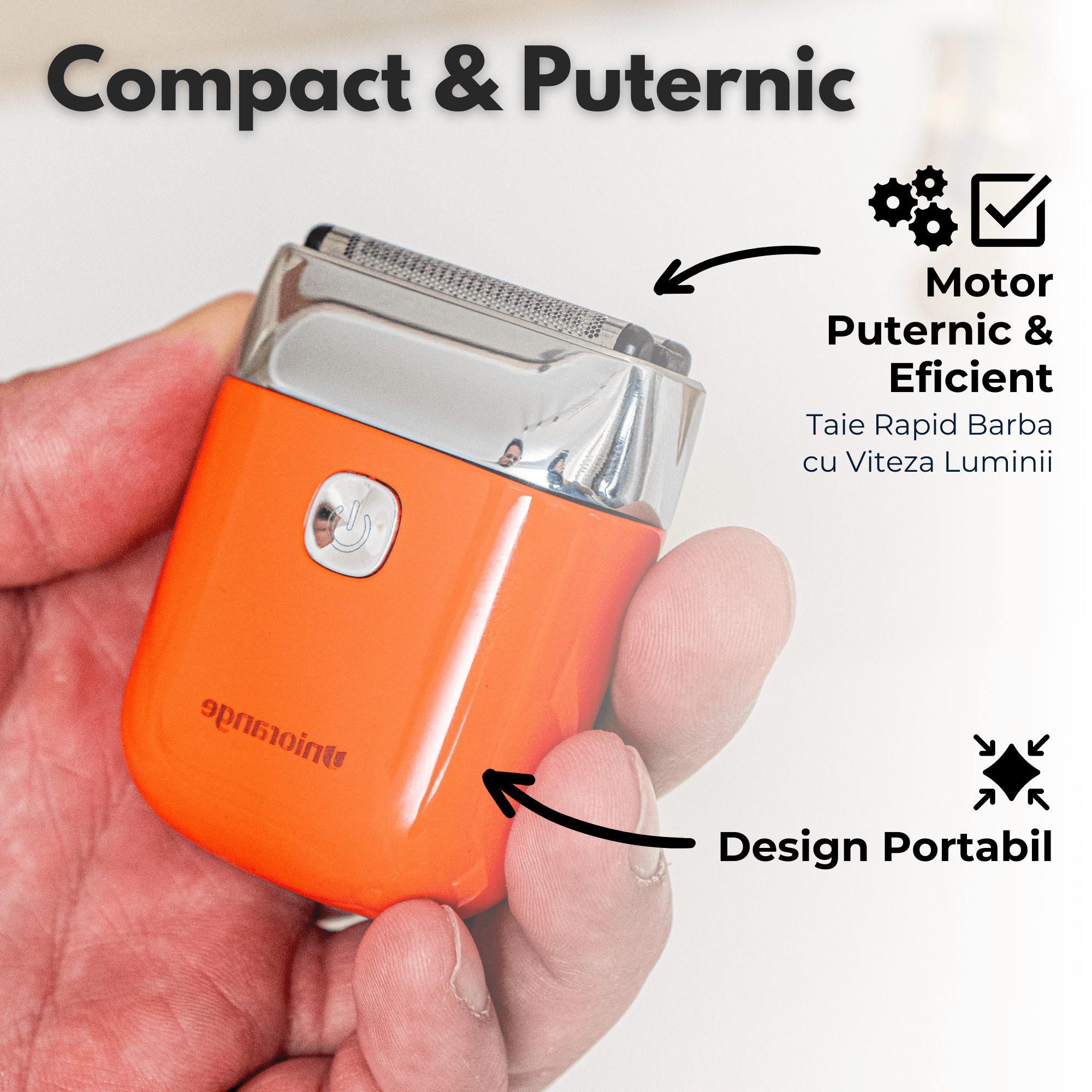 Aparat de Ras Electric Uniorange®, Profesional, acumulator 1400 mAh, Portocaliu