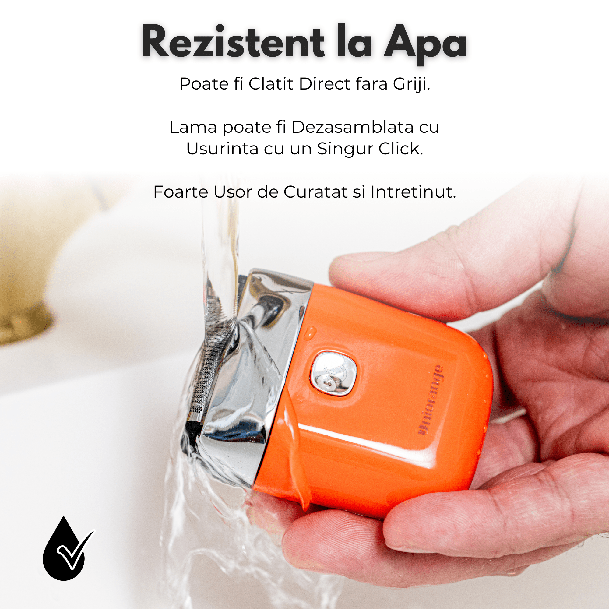 Aparat de Ras Electric Uniorange®, Profesional, acumulator 1400 mAh, Portocaliu