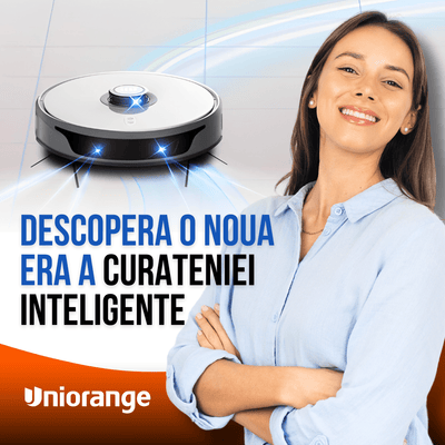 Robot de Aspirare cu Mop Rotativ, Uniorange I2 Ultra, 4000 pa, Auto-Curatare Mop, Recipient Praf 2.5 l, Uscare Mop la 50 de grade, Statie Automata, 4 senzori, Control App, Alb