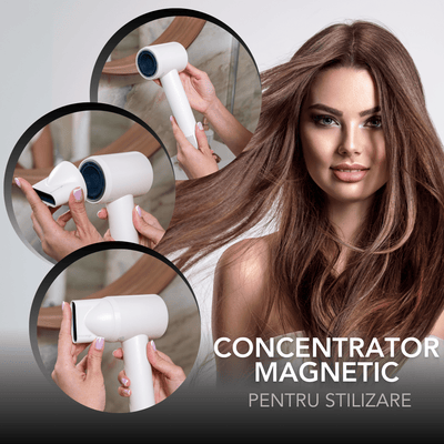 Uscator de Par Profesional Uniorange® H8, Plasma, 110000 RPM, Copii, Adulti, Ioni Negativi Feon, Brushless, 3 Trepte Temperatura, 2 Viteze, Concentrator Atasare Magnetica, 1800W, Alb