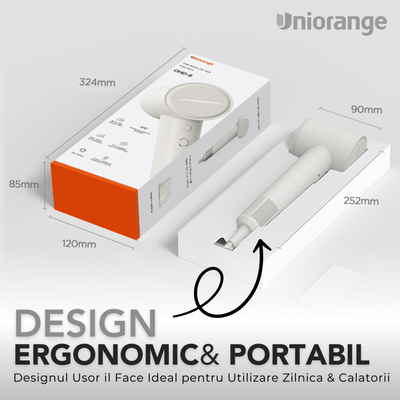 Uscator de Par Profesional Uniorange® H8, Plasma, 110000 RPM, Copii, Adulti, Ioni Negativi Feon, Brushless, 3 Trepte Temperatura, 2 Viteze, Concentrator Atasare Magnetica, 1800W, Alb