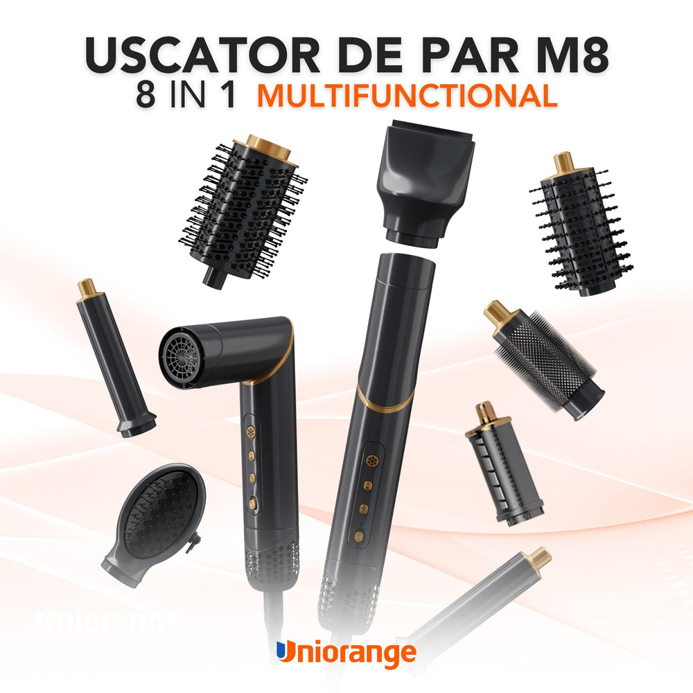 Uscătorul de păr Uniorange M8 și setul complet de 8 capete pentru uscare și coafare