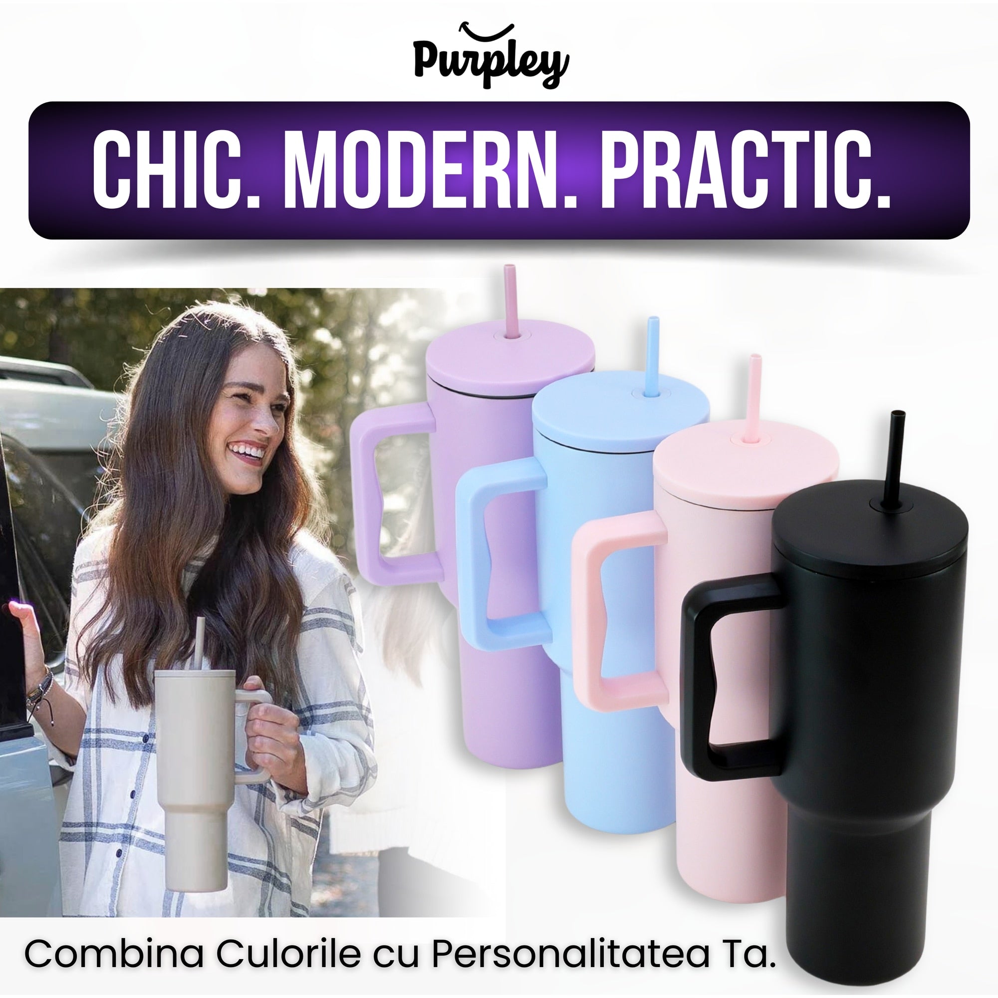 Familia de culori a cănii termos Purpley
